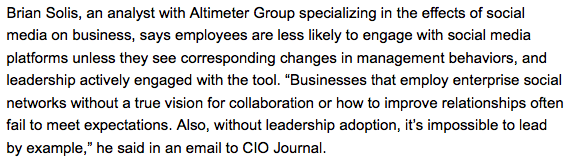 Internal social networks improve communication + collaboration when empowered to do so