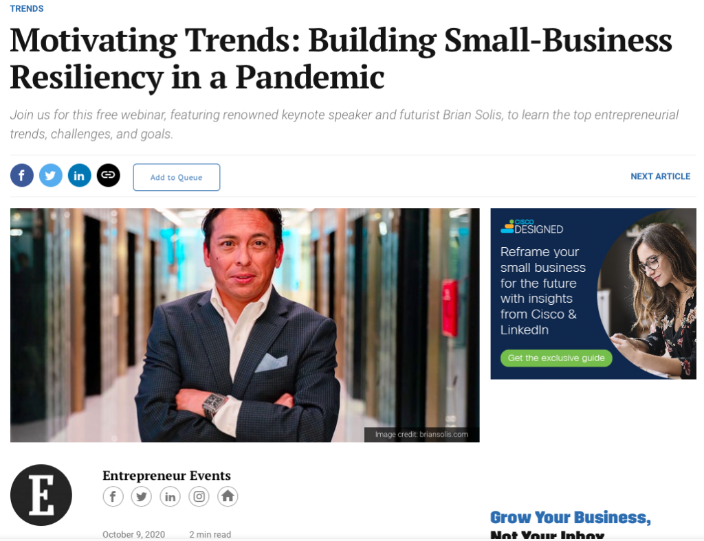 Entrepreneur Hosts Webinar featuring Brian Solis Interviewed by Journalist and CultureBanx CEO Kori Hale