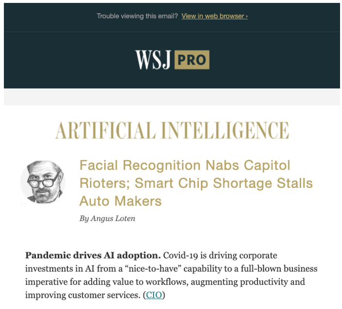 Wall Street Journal Artificial Intelligence Newsletter Features Article by Brian Solis on Future of AI