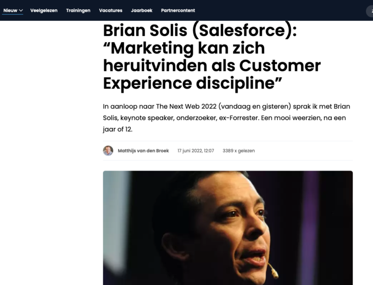 MarketingFacts - Brian Solis (Salesforce): “Marketing kan zich heruitvinden als Customer Experience discipline”